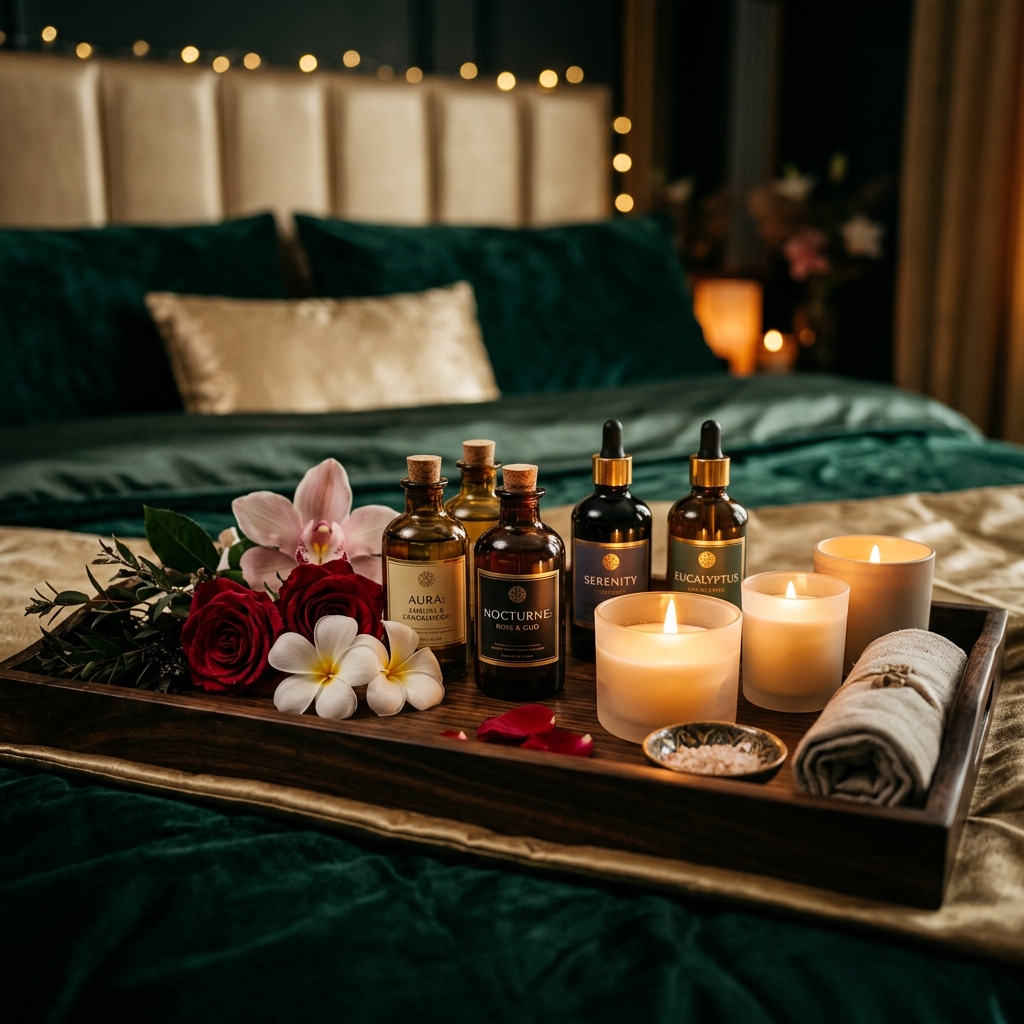 Premium massage oils and setups