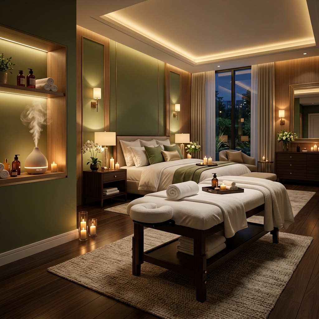 Aethera Bedroom Spa Sanctuary Setup